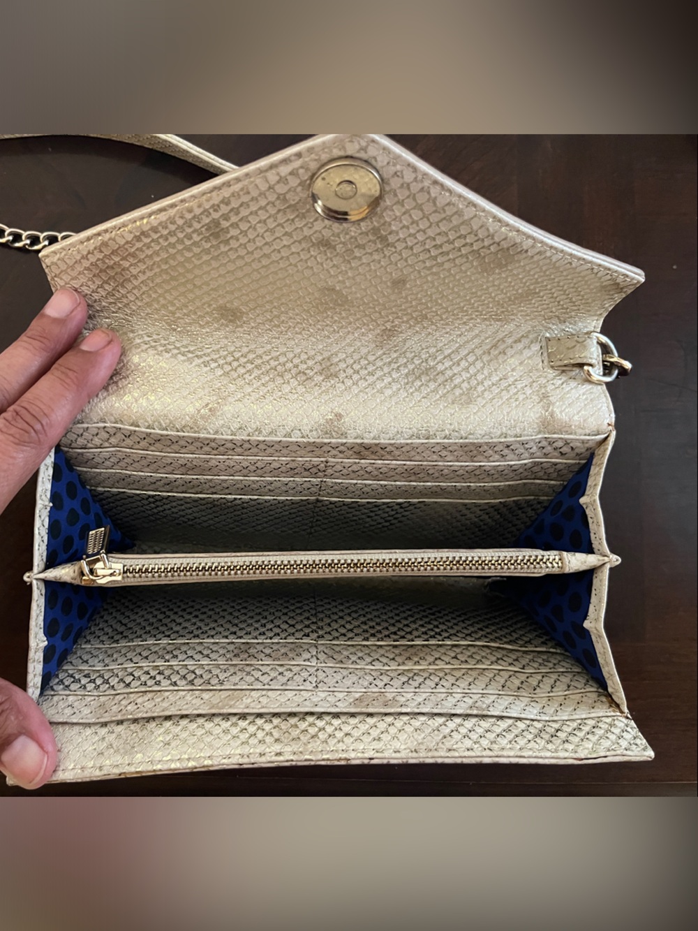 Rebecca Minkoff Metallic Gold Beige Envelope Crossbody - Picture 3 of 5